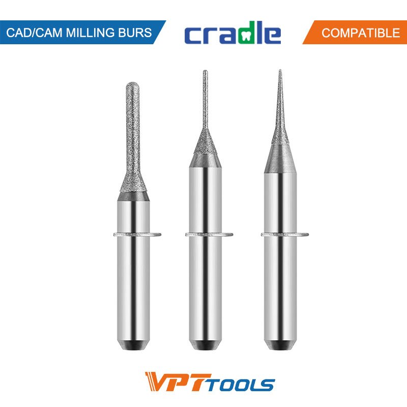 Fraises CAD/CAM SYKATOOLS compatibles Cradle — photo de la gamme