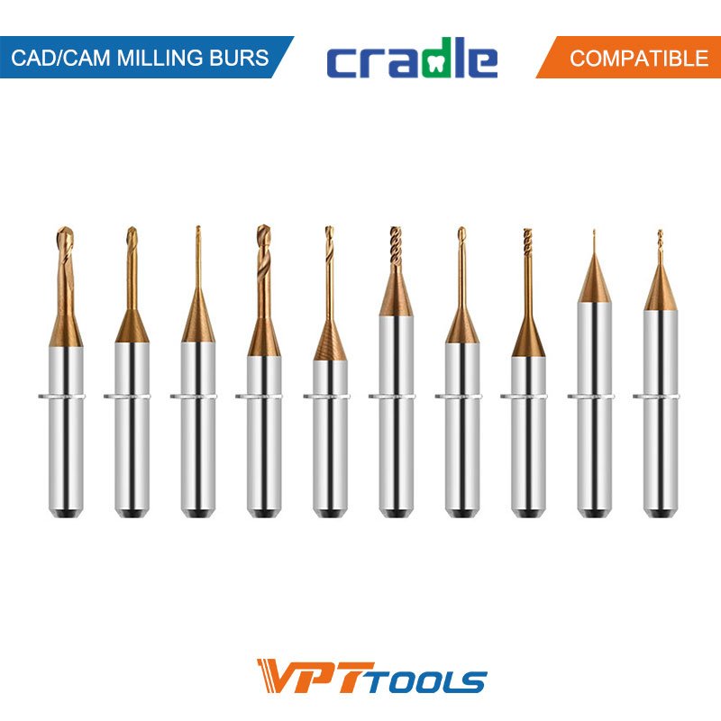 Fraises CAD/CAM SYKATOOLS compatibles Cradle — photo de la gamme