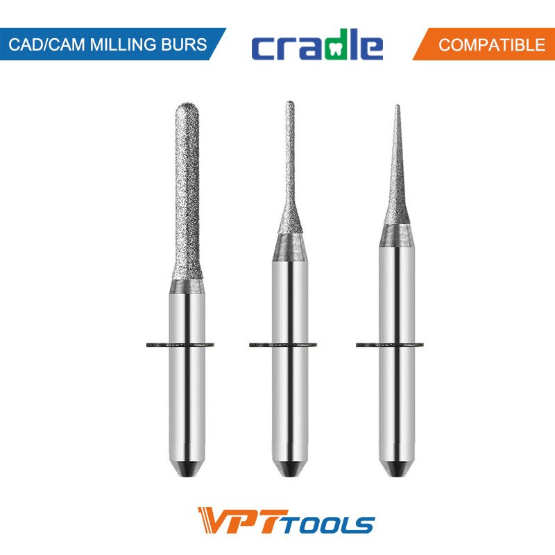 Fraises CAD/CAM SYKATOOLS compatibles Cradle — photo de la gamme