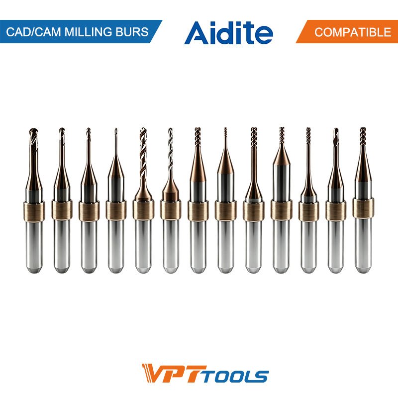 Fraises CAD/CAM SYKATOOLS compatibles Aidite — photo de la gamme