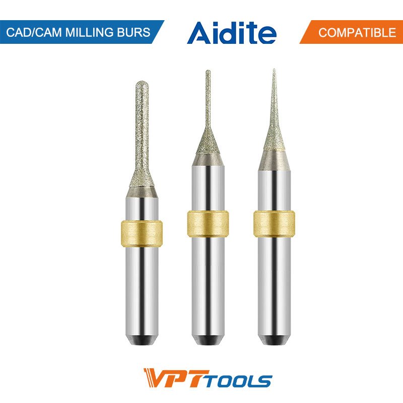 Fraises CAD/CAM SYKATOOLS compatibles Aidite — photo de la gamme